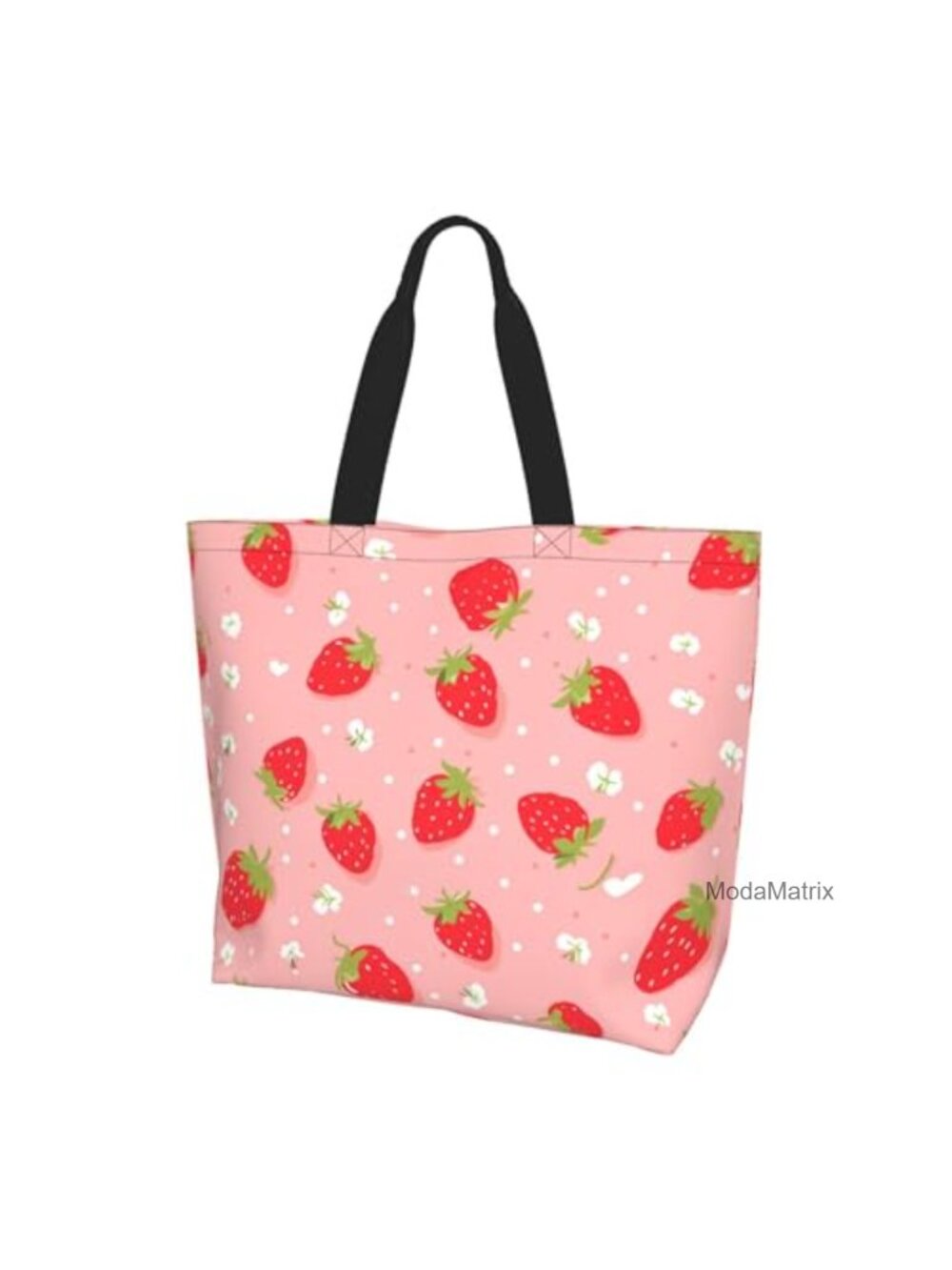 Microfiber Strawberry Zipper Tote Bag Large Beach Work Travel Purse